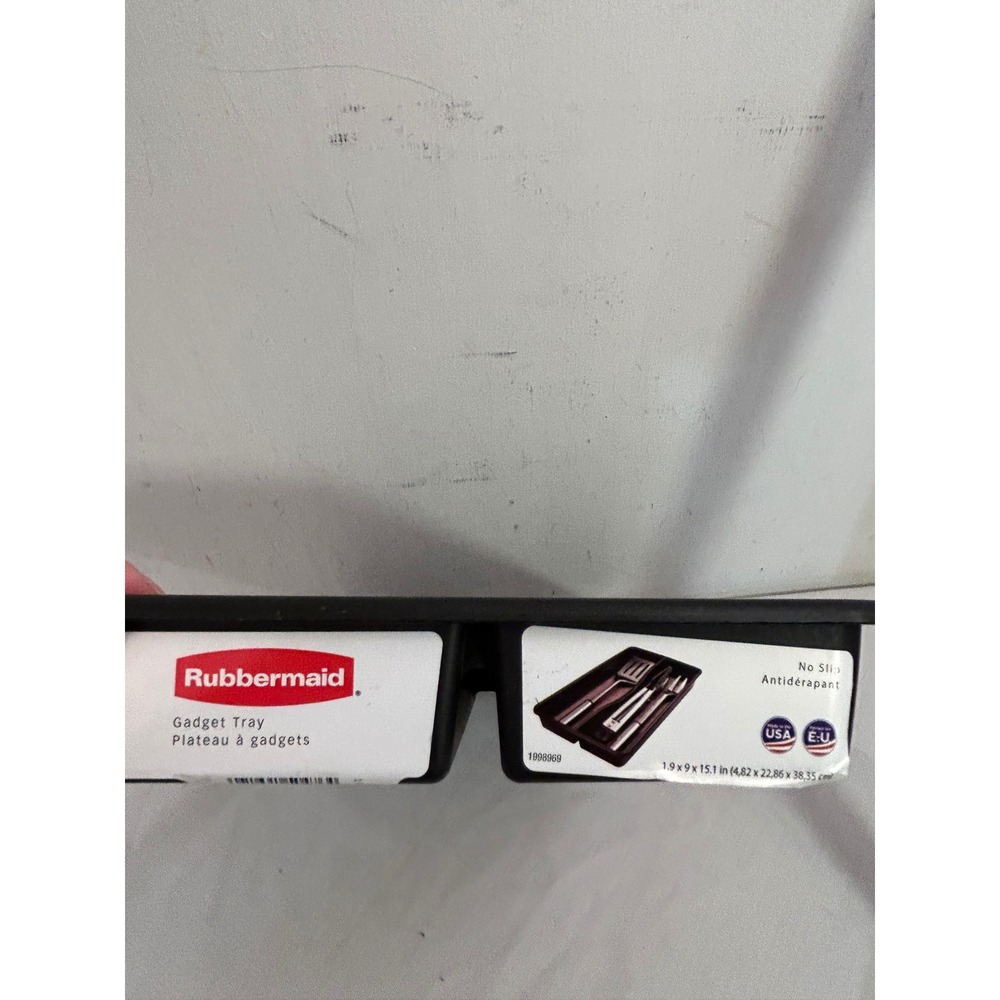 Rubbermaid Gadget Tray 15x9 Black No Slip 2-Compartment Drawer Organizer Unisex